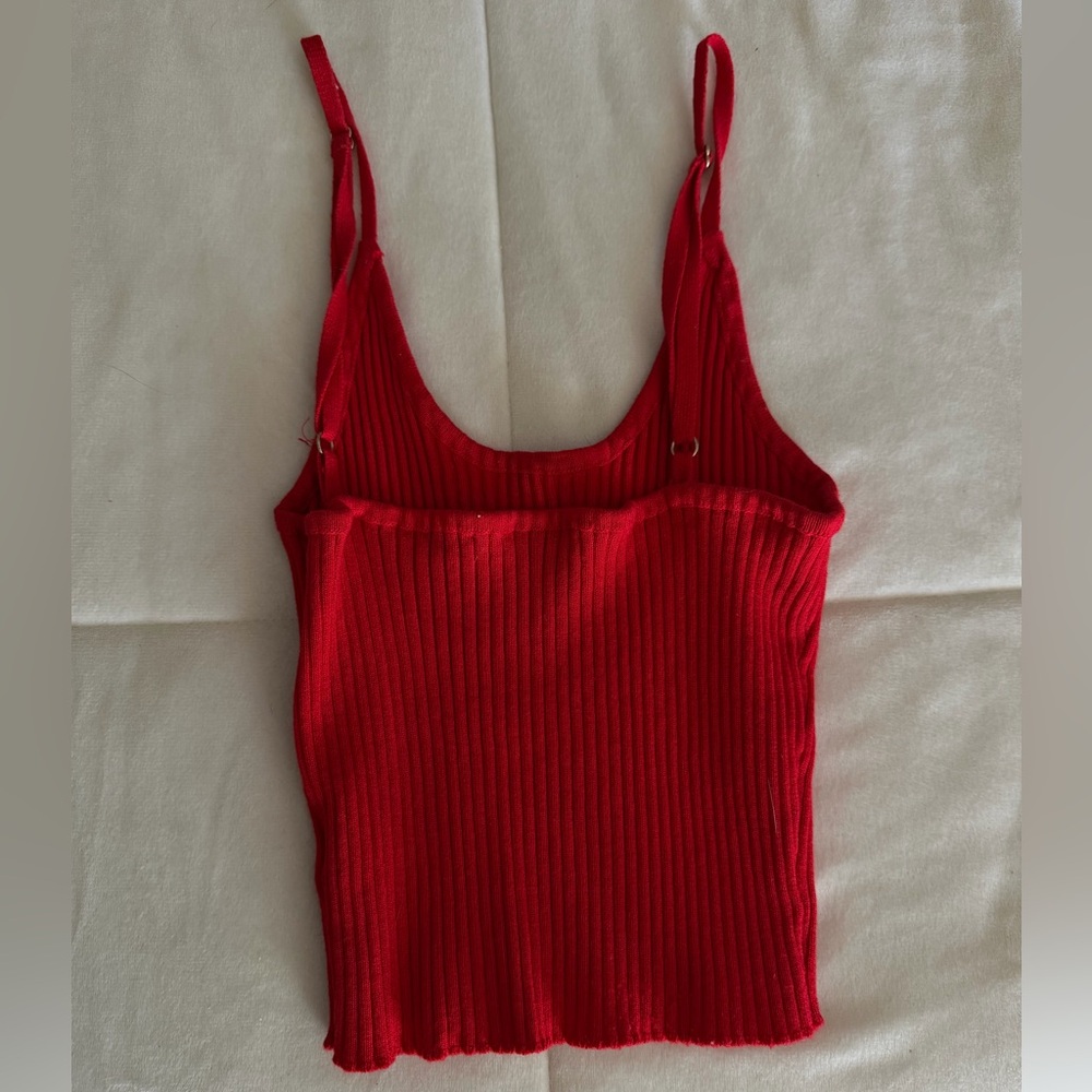 Red Ribbed Women's Tank Top - Picture 2 of 2
